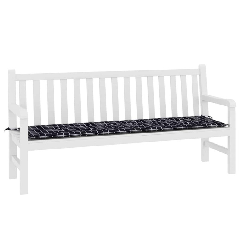 Coussin de Banc de Jardin - Motif à Carreaux Noirs - 180 x 50 x 4 cm - Tissu Oxford 