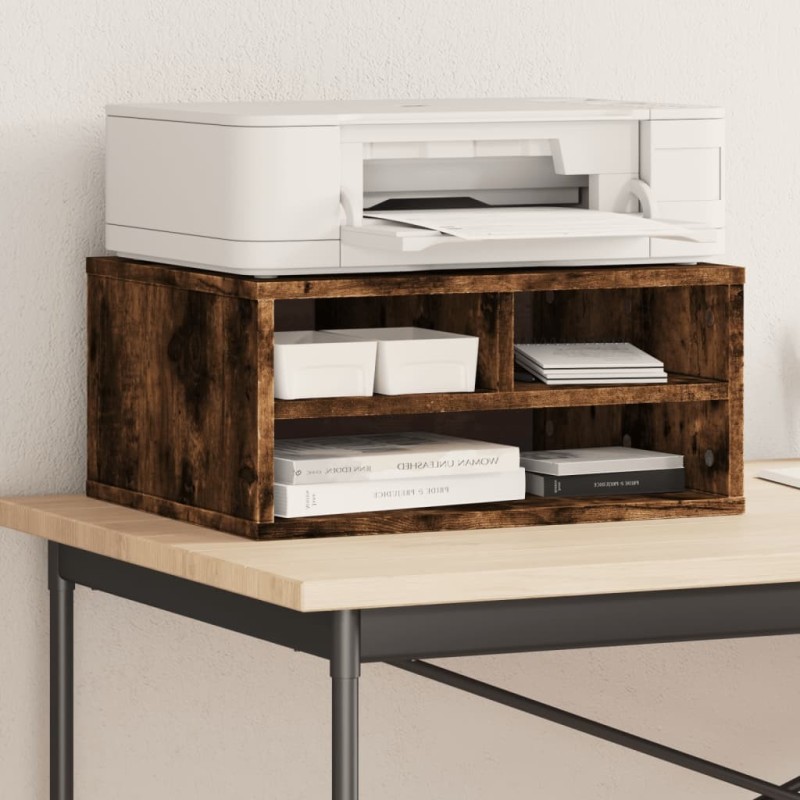 Support d'imprimante chêne fumé 49x40x22,5 cm bois d'ingénierie 