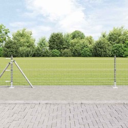 Clôture Euro avec 7 poteaux à semelle, 0,6 x 10 m en acier galvanisé 