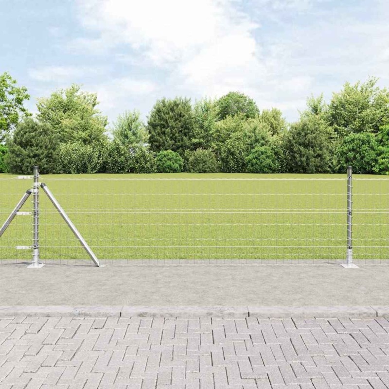 Clôture Euro avec 7 poteaux à semelle, 0,6 x 10 m en acier galvanisé 