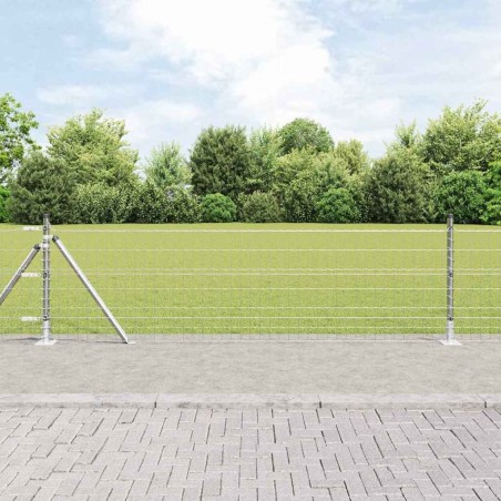 Clôture Euro avec 7 poteaux à semelle, 0,6 x 10 m en acier galvanisé 