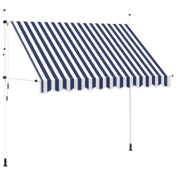 Auvent rétractable manuel 300 cm Rayures bleues et blanches 