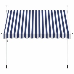 Auvent rétractable manuel 300 cm Rayures bleues et blanches 