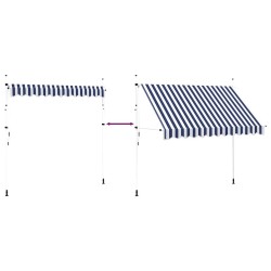 Auvent rétractable manuel 300 cm Rayures bleues et blanches 