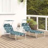 Chaises Longues Pliantes 2 pcs avec Motif de Feuille 600D Tissu Oxford 