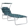 Chaises Longues Pliantes 2 pcs avec Motif de Feuille 600D Tissu Oxford 