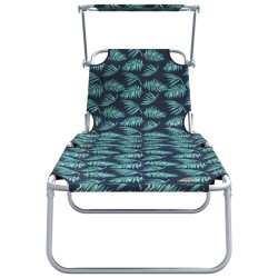 Chaises Longues Pliantes 2 pcs avec Motif de Feuille 600D Tissu Oxford 