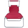 Transats pliants 2 pcs avec auvent Tissu Oxford Rouge 600D 