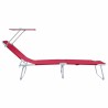 Transats pliants 2 pcs avec auvent Tissu Oxford Rouge 600D 