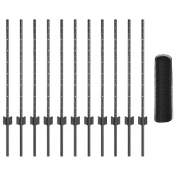Poteaux de clôture 11 pcs U-Channel gris 80 cm en acier 