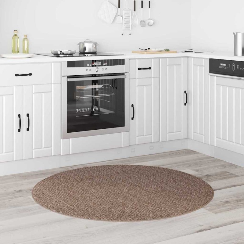 Tapis Shaggy avec dos en latex Marron ø120 cm 