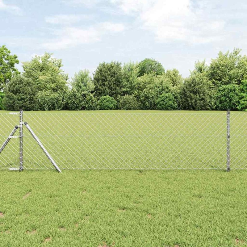 Clôture Argent 25 x 0.8 m Acier galvanisé 