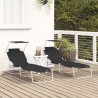 Chaises longues pliantes 2 pcs avec auvent en tissu Oxford 600D noir 