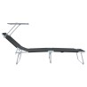 Chaises longues pliantes 2 pcs avec auvent en tissu Oxford 600D noir 