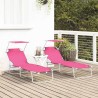 Chaises Longues Pliantes 2 pcs avec Auvent Rose Tissu Oxford 600D 