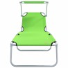 Chaises Longues Pliantes 2 pcs avec Auvent Vert Tissu Oxford 600D 