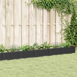 Jardinière avec piquets noir 362,5x42,5x28,5 cm PP 