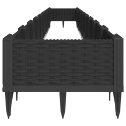 Jardinière avec piquets noir 362,5x42,5x28,5 cm PP 