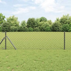 Jeu de Poteaux de Clôture Gris 0.4 x 25 m Acier galvanisé 