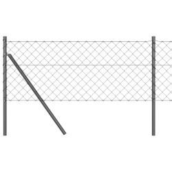 Jeu de Poteaux de Clôture Gris 0.4 x 25 m Acier galvanisé 
