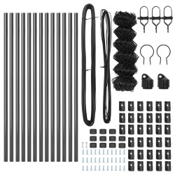 Jeu de Poteaux de Clôture Gris 0.4 x 25 m Acier galvanisé 