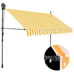 Auvent manuel rétractable avec LED 250 cm Blanc et orange 