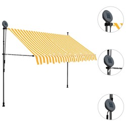 Auvent manuel rétractable avec LED 250 cm Blanc et orange 