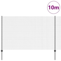 Clôture en Fil Soudé avec 10 Poteaux en U Gris 1,5 x 10 m Acier 