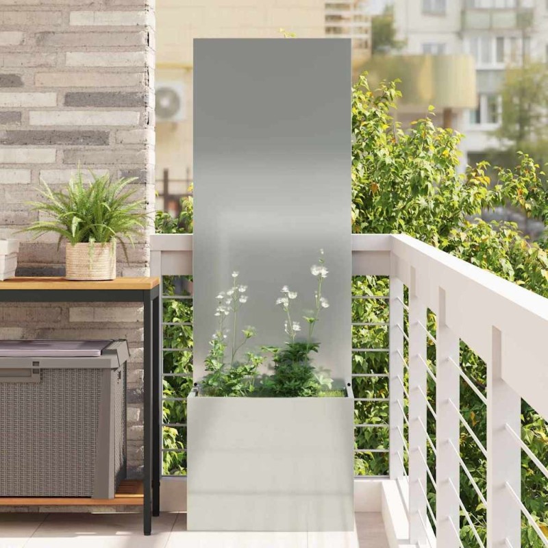 Jardinier avec Panneau Décoratif Argenté 50 x 140 cm 