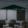 Parasol de jardin mural avec LEDs, vert, 248 cm 