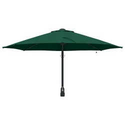 Parasol de jardin mural avec LEDs, vert, 248 cm 