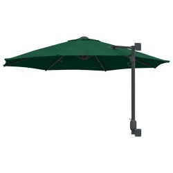 Parasol de jardin mural avec LEDs, vert, 248 cm 