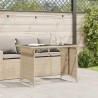 Table de jardin avec dessus en verre beige 110x68x70 cm rotin 