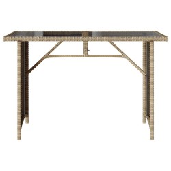 Table de jardin avec dessus en verre beige 110x68x70 cm rotin 