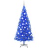 Arbre de Noël bleu factice avec set LED et boules - 180 cm en PVC 