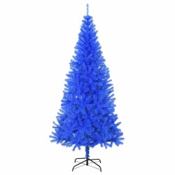 Arbre de Noël bleu factice avec set LED et boules - 180 cm en PVC 