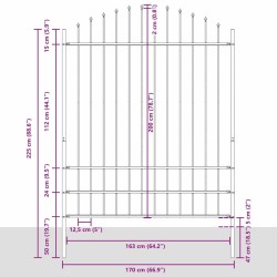 Clôture de jardin haie grise 1,7 x 2 m en acier 