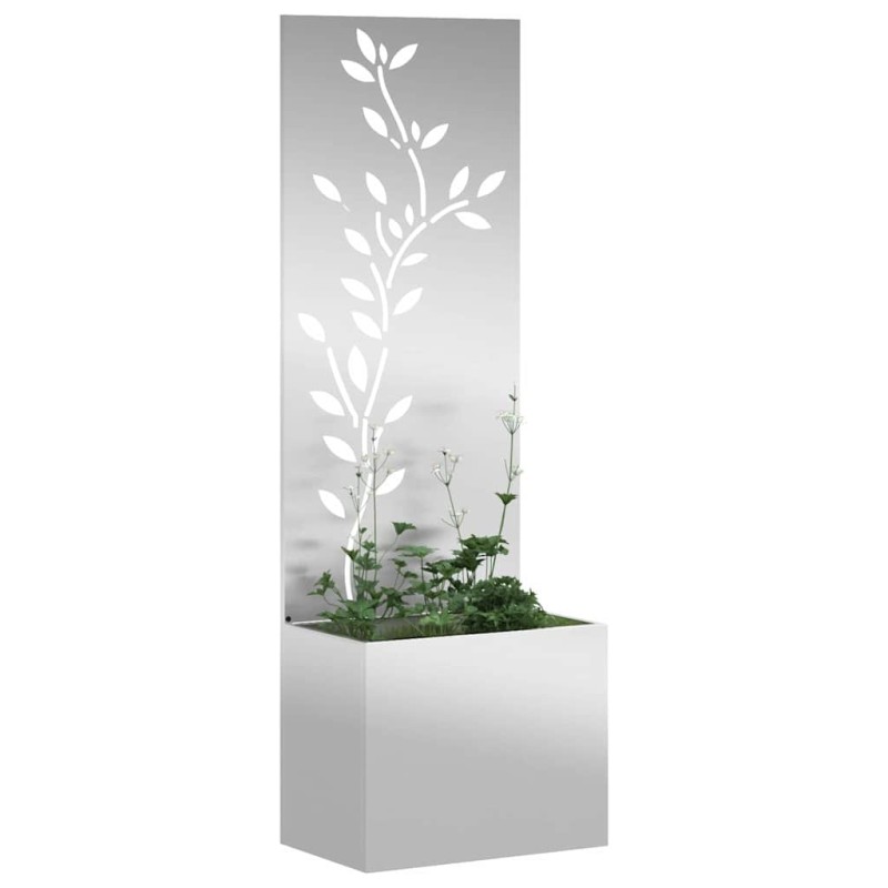 Jardinier avec Panneau Décoratif Argenté 50 x 140 cm 