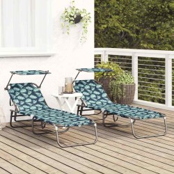 Chauffe-soleils pliants 2 pcs avec impression de feuilles 600D Tissu Oxford 