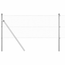 Clôture en fil soudé avec 13 poteaux 0.6x25 m Acier galvanisé 