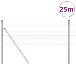Clôture en fil soudé avec 13 poteaux 0.6x25 m Acier galvanisé 