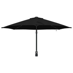 Parasol mural avec LED noir, 248 cm 