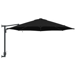 Parasol mural avec LED noir, 248 cm 