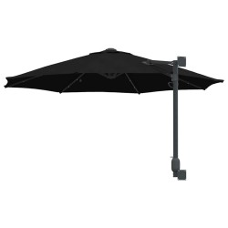 Parasol mural avec LED noir, 248 cm 