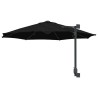 Parasol mural avec LED noir, 248 cm 
