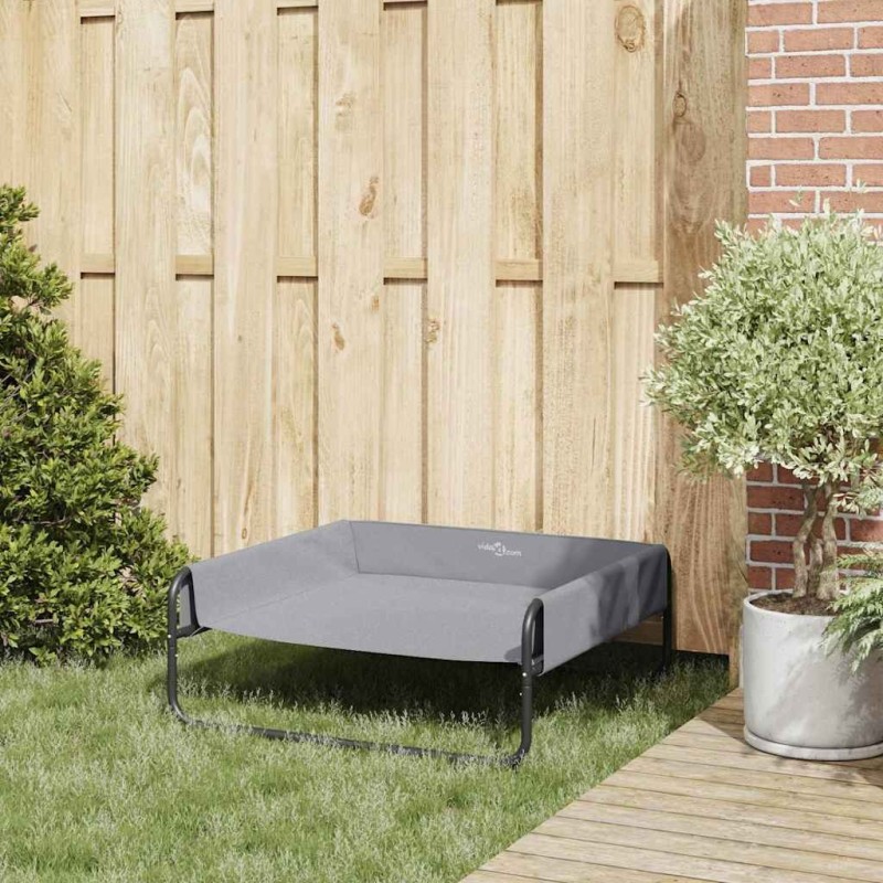 Lit pour chien surélevé Gris clair L tissu Oxford et acier 