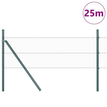 Ensemble de clôture 2 pcs Vert forêt Acier avec peinture en poudre 