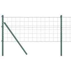 Clôture Euro avec 13 poteaux, 0,4 x 25 m en acier galvanisé vert. 