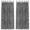 Rideaux en velours 2 pièces avec œillets gris 245x140 cm 