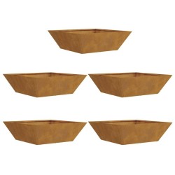 Bacs à plantes de jardin , 5 pcs, 50x50x15 cm en acier corten. 